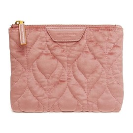 Alice Wheeler Velvet Quilted Makeup Pouch, 15.5 x 13.5 x 2.5 cm, Multiple Colours (Pink)