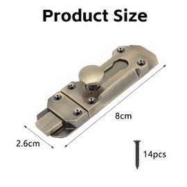VZU 2PCS 3 Inch Antique Brass Door Slide Latch Lock with Screws, Antique Door Sliding Bolt Heavy Duty Gate Sliding Bolt Latch Barrel Slide Door Bolts for Garden Gate Shed Door Window