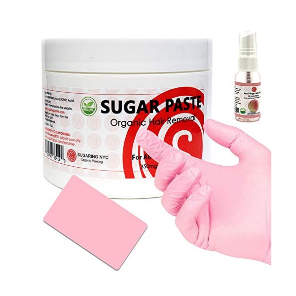Sugaring Paste Ready to Use for Brazilian, Bikini, with Anti Ingrown Hair Spray, Gloves and Applicator