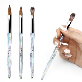 Aridito 3pcs Acrylic Nail Brush Set | Irregular Transparent Professional-Grade Brushes For Powder, Extensions & Nail Art | Salon & Home Use For Beginner And Professional(size 8/12/14)