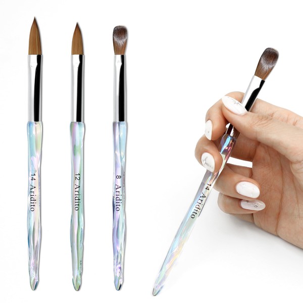 Aridito 3pcs Acrylic Nail Brush Set | Irregular Transparent Professional-Grade