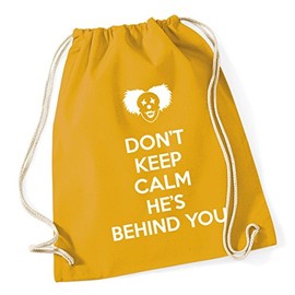 Hippowarehouse Don't Keep Calm He's Behind You (Clown) Drawstring Cotton School Gym Kid Bag Sack 37cm x 46cm, 12 litres