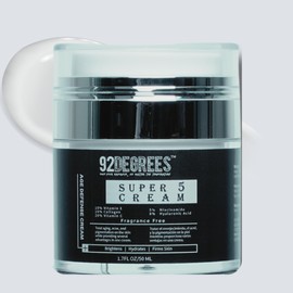 92 Degrees Super 5 Anti-Aging Face Cream, 1.7 Fl Oz, with Vitamin C, Hyaluronic Acid, Collagen, Niacinamide, Fragrance Free
