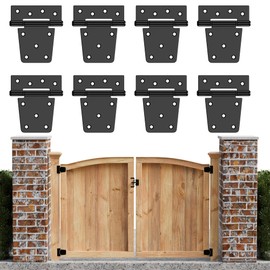 Dreamxiang 3.5 Inch Heavy Duty Gate Hinges, Gate Hinges for Wood Fence Gate Vinyl Shed Door, Black Iron Gate Strap Hinges with Screws, 8 Pack