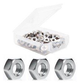 binifiMux 50pcs SAE 1/4"-20 304 Stainless Steel Hex Nuts Lock Nuts, Plain Finish, 18-8/A2-70