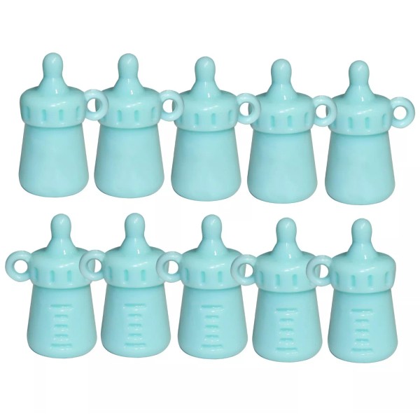 1" Baby Boy Milk Bottle Pendant Charms, 10pc Set Mini