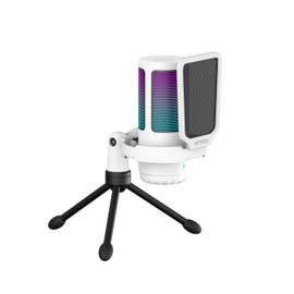 IXTECH USB Gaming Microphone for PC, RGB Condenser Microphone with Tripod Stand, Pop Filter, Rotate Gain Button, and Quick Mute, Noise Cancellation Computer Mic for Streaming, Gaming, Podcasting