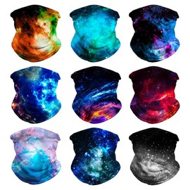 VCZUIUC Headwear Bandana Head Wrap Face Scarf Mask Neck Warmer Balaclava for Sports (One Size, 9PCS Galaxy-2)