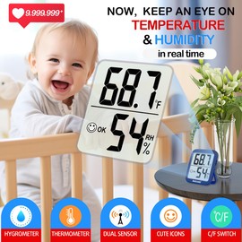 Antonki 2 Pack Room Thermometer for Home, Digital Temperature and Humidity Monitors, Indoor Hygrometer Sensor, Humidity Gauge, Humidity Meter for Baby Room, Terrarium, Incubator, Greenhouse