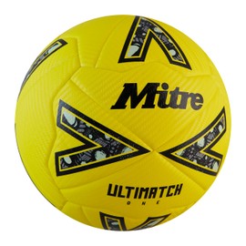 Mitre Unisex-Adult Ultimatch One 24 Football, Fluo Yellow/Black/Circular Grey, 4
