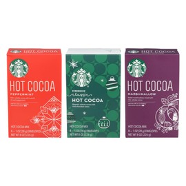 Starbucks Hot Cocoa Mix Packets Variety Pack, 1 Box Peppermint Hot Cocoa, 1 Mix Classic Hot Cocoa, 1 Box Marshmallow Hot Cocoa, 8-1oz Packets/Box (Pack of 3 Boxes)