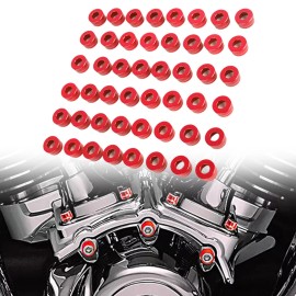 Unbranded 48x Red CNC Engine Bolt Cover Caps Kit For Harley Electra Street Road Glide King