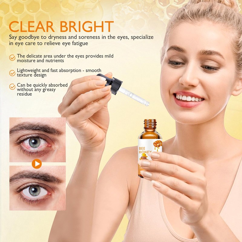 Honey Eye Serum, Hydrating Under-Eye Essence for Moisturizing, Gentle Daily