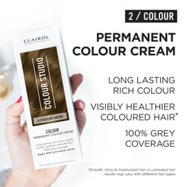 Clairol Colour Studio Permanent Colour Cream | Hair Dye | Long-lasting Rich Tones | 100% Grey Coverage | Dermatologically Tested Vegan Formula | Hair Colouring Kit | Hazelnut Brown 6/0 | 50ML