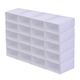 LYNICESHOP White 20 Pack Stackable Shoe Storage Box,Clear Plastic Shoe Box with Lids Foldable Shoe Box Storage Containers For Sneaker Drop Front Shoe Organizer Shoe Storage Bins 12.2 * 5.2''