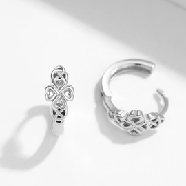 PARYFO Celtic Knot Earrings Sterling Silver Small Heart Hoop Earrings Lucky Charm Earrings Irish Jewellery Gifts for Women, Sterling Silver, None