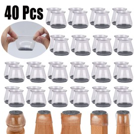 BUMACO 40Pcs Chair Leg Floor Protectors Chair Leg Protectors for Hardwood Floors Silicone Pads Covers to Protect Floors Clear Universal S (15/16" to 1-5/16")