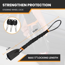 PussMog Universal Anti Theft Car Device & Seat Belt Lock, Car Theft Prevention with 3 Keys for Car Security, Fits Most Vehicles Including Truck, SUV, Van - Steering Wheel Lock(Black)