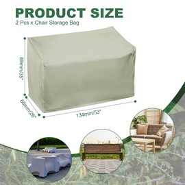 PATIKIL Folding Table Storage Bag, 2 Pcs 210D Heavy Duty Waterproof Folding Chair Storage Bag with Handle for Zero Gravity Chair Wheelchair, 53" L x 26" W x 35" T, Champagne Color