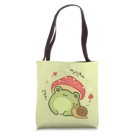 Cottagecore Aesthetic Frog Snail Cute Vintage Tote Bag