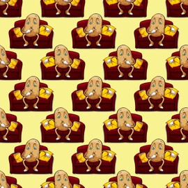 Couch Potato Relaxing Gift Wrap Premium Luxury Thick Wrapping Paper Television Funny Theme Birthday Party Decor (6 foot x 30 inch roll)