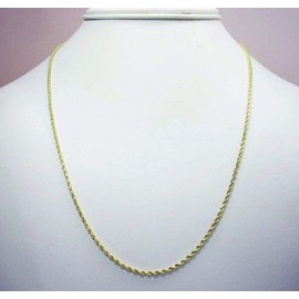 FZTN Jewelry 2mm Diamond Cut 18K Gold or White Gold Plated Twisted Rope Chain Link Necklace for Men Women 18-26 Inches with Strong Solid Clasp, Metal