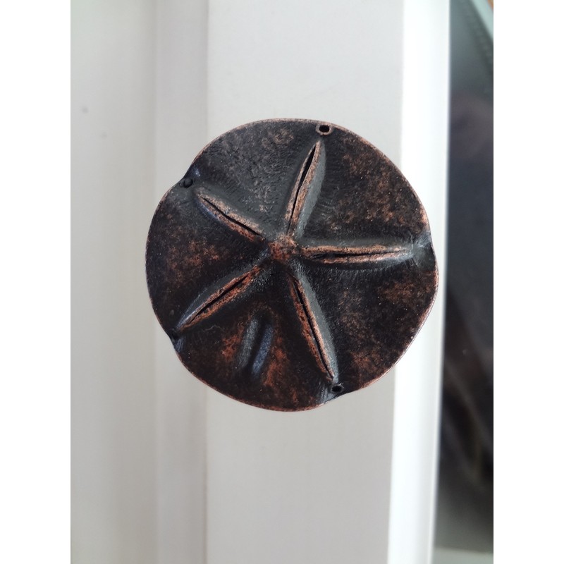 Sand Dollar Drawer Knob, Beach Cabinet Pull, Solid Metal, Oil