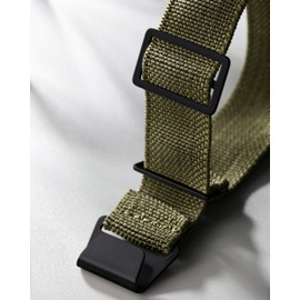 BINLUN Elastic Fabric Nylon Watch Band Waterproof Military Replacement Watch Strap Hook-and-Loop for Men Women Silver & Black Buckle 18/20/22mm（Military green-B，18mm）