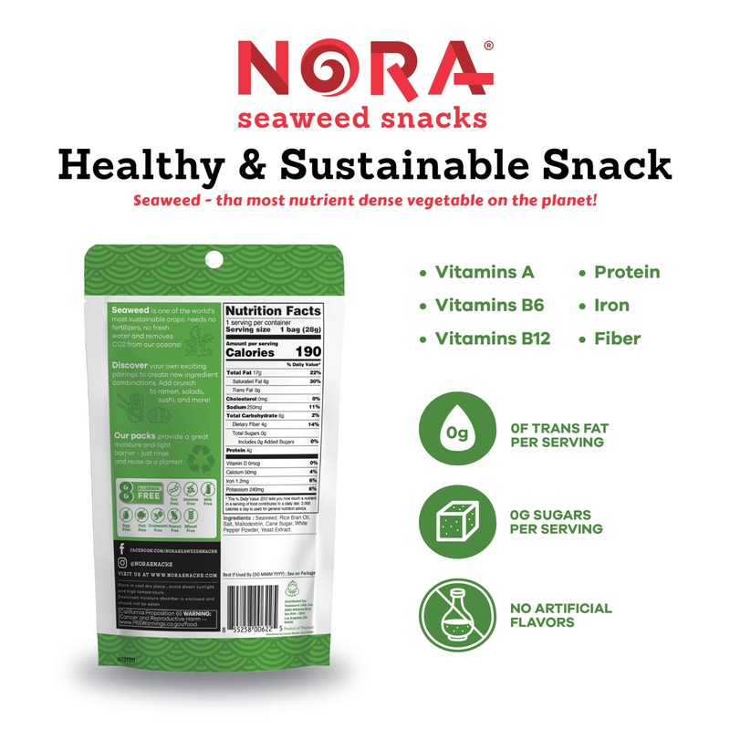 Original Crispy Seaweed Snacks by Nora, Low-Carb Healthy Snacks for