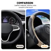 Zpana Car Steering Wheel Cover, 15 Inch Carbon Fiber Leather