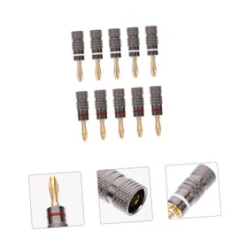 Gatuida 10pcs Gold-Plated Banana Plugs for Speaker Wire Copper Audio Connectors for Amplifiers Receivers and Surround Connection Secure Dual Screw Design