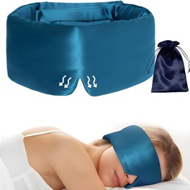 Antifaz para Dormir, Antifaz de Ojos de Seda, Máscara para Dormir, Antifaz Bloqueo de Luz, Cómodo, Ajustable, Suave y Agradable Piel, Adecuado para Dormir, Vuelo y Viajes (Azul Pavo Real)