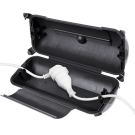 RESTMO Outdoor IP44 Waterproof Connection Box (29 x 11 x 7.5 cm), Weatherproof Electrical Extension Lead Cover, Safety Seal Enclosure to Protect LED Strip Light, Power Tool, Fountain, Black