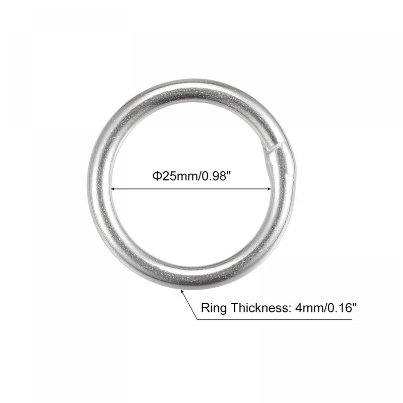 sourcing map Round Ring Welded O-Rings 316 Stainless Steel 25