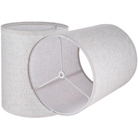 Lampshades Set of 2, 9.8" X 9.8" X 11.8" Tall Drum Lamp Shades, Off-White Linen Lamp Shade, Spider Replacement Lamp Shades, Rustic Farmhouse Lamp Shade for Table & Beside Lamp