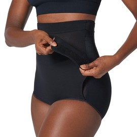 Leonisa High Waist Post Surgical Firm Compression Panties with Adjustable Belly Wrap, Black ,XL