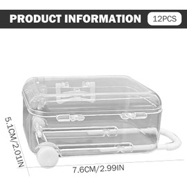 Liyquint 12PCS Mini Suitcase Boxes Clear Plastic Mini Suitcase Party Favor Box with Retractable Wheel for Wedding Birthday Party Decoration, Favor Box, Luggage (White)