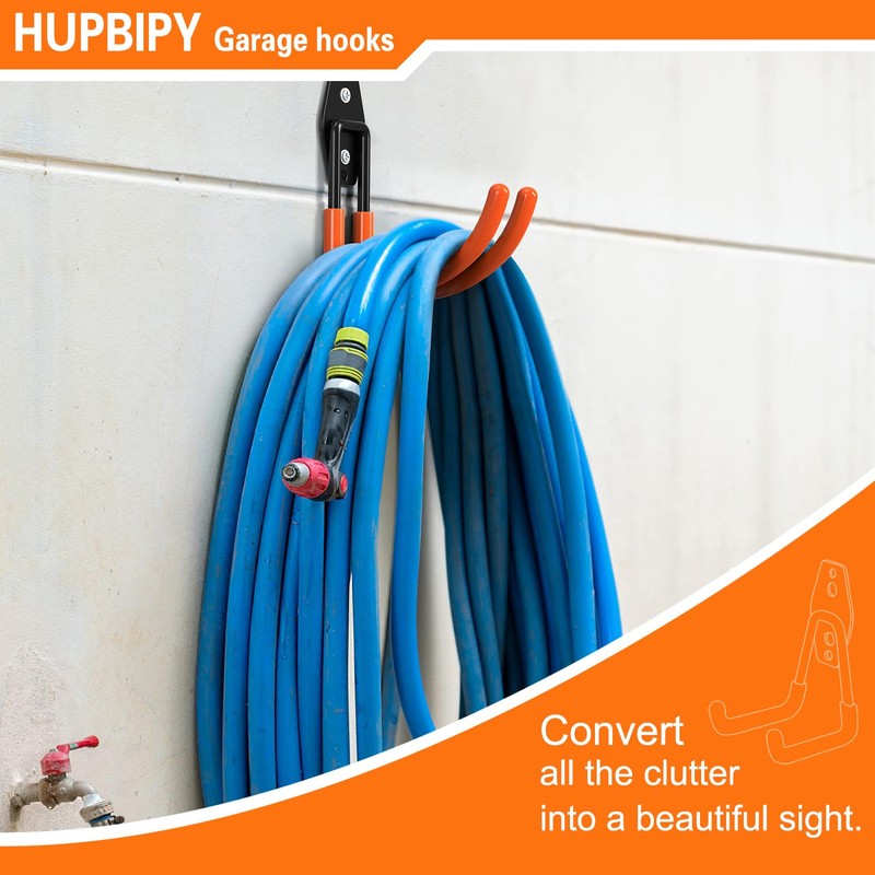 HUPBIPY Heavy Duty Garage Hooks 4 Pack, J Shaped Hanger,
