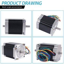 RATTMMOTOR 3pcs Nema23 Stepper Motor 23HS8430B Dual Shaft 57mm×57mm×76mm Stepper Motor 270Oz-in 1.8° 3A 4 Lead Wire for CNC Router Milling Engraving Machine