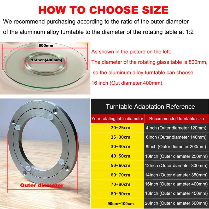 Aluminium Alloy Turntable Bearing, Heavy Duty Swivel Turntable Lazy Susan