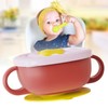 Toddler Suction Cup Bowls with Lids Prevent Falling Stainless Steel