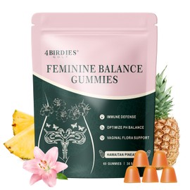 4 BIRDIES GOLF Premium Feminine Balance Gummies for Women's Health, Hawaiian Pineapple Gummies for Women Vaginal Probiotic & pH Balance Support - Vegan - Healthy Odor - Gluten-Free - 60 Count