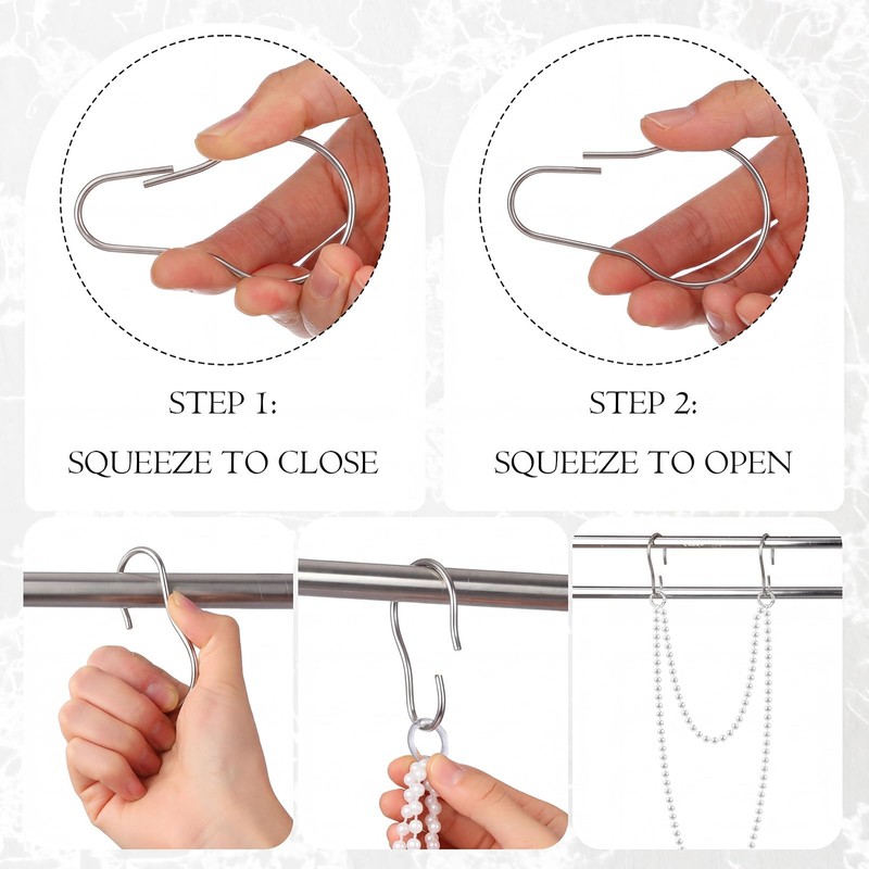 12 Pcs Shower Curtain Hooks with Double Layer Shower Curtain