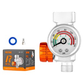 REFINE Spray Gun Regulator Kit, Air Pressure Regulator with Gauge for Pneumatic Paint Guns, Precise Airflow Control Valve 1/4" NPS, 145PSI, Easy to Read, with Teflon Tape & Quick Connector Adapter