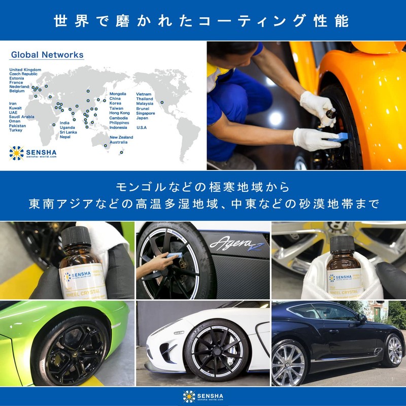 洗車の王国 ホイールコーティング剤 『ホイールクリスタル』 30ml & スポンジ クロスセット 光沢長持ち 799