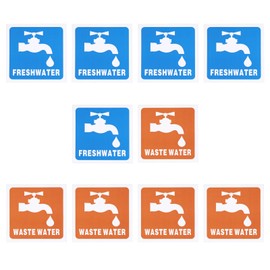 VGOL 10pcs Water Classification Stickers 7.7cm x 7.7cm PVC Fresh Water Stickers PVC Waste Water Sticker for Freshwater Systems Wastewater Systems Pipelines Distinguish