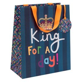 Glick Luxury Gift Bag 'King for a Day', Perfect for Celebrating Your Dad, Uncle, Brother, Nephew, A Large Gift Bag Specially Designed for Your King, Measuring 315 x 260 x 135 mm