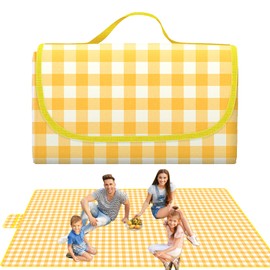 Pilikoll Yellow Picnic Blanket Waterproof Beach Picnic Mat With Carrying Handle Garden Outdoor Camping Blanket 200 X 300cm Foldable Picnic Blanket for Hiking Travelling Outdoor Camping,Parks