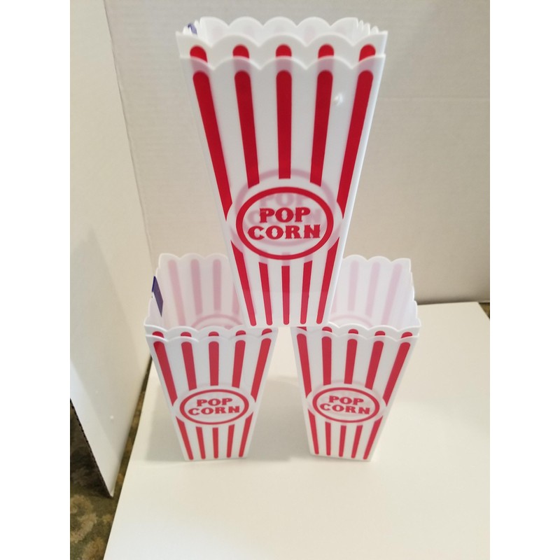 2 Jumbo Popcorn Buckets and 6 Popcorn Tubs