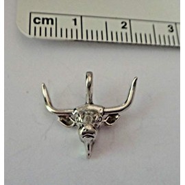Wholesale Charms Sterling Silver 3D 14x18mm Bull Texas Longhorn Steer Head Charm